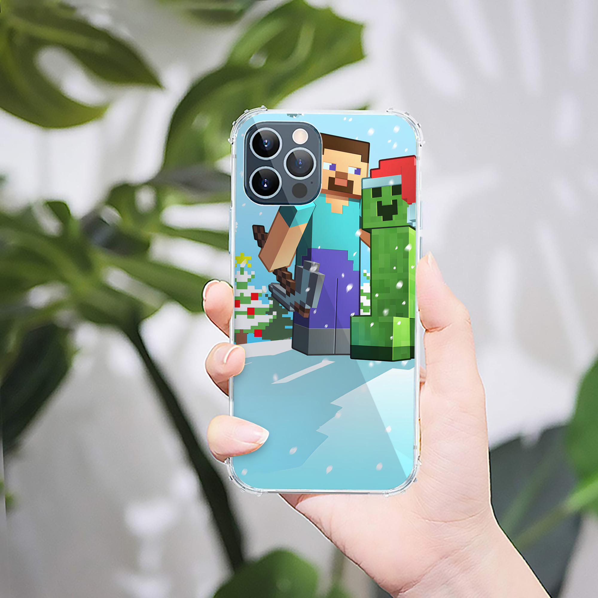 （画像用） マインクラフト ブロックの世界 Minecraft MC Block world 【iPhone 12シリーズ対応】透明スマホケース（クリアソフトケース）